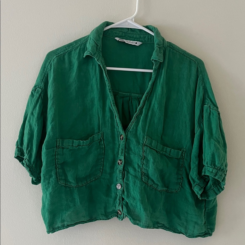 Zara Green Button Down Shirt